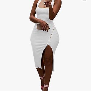 Remelon Womens Sexy Sleeveless Tank Ribbed Long Pencil Midi Dress